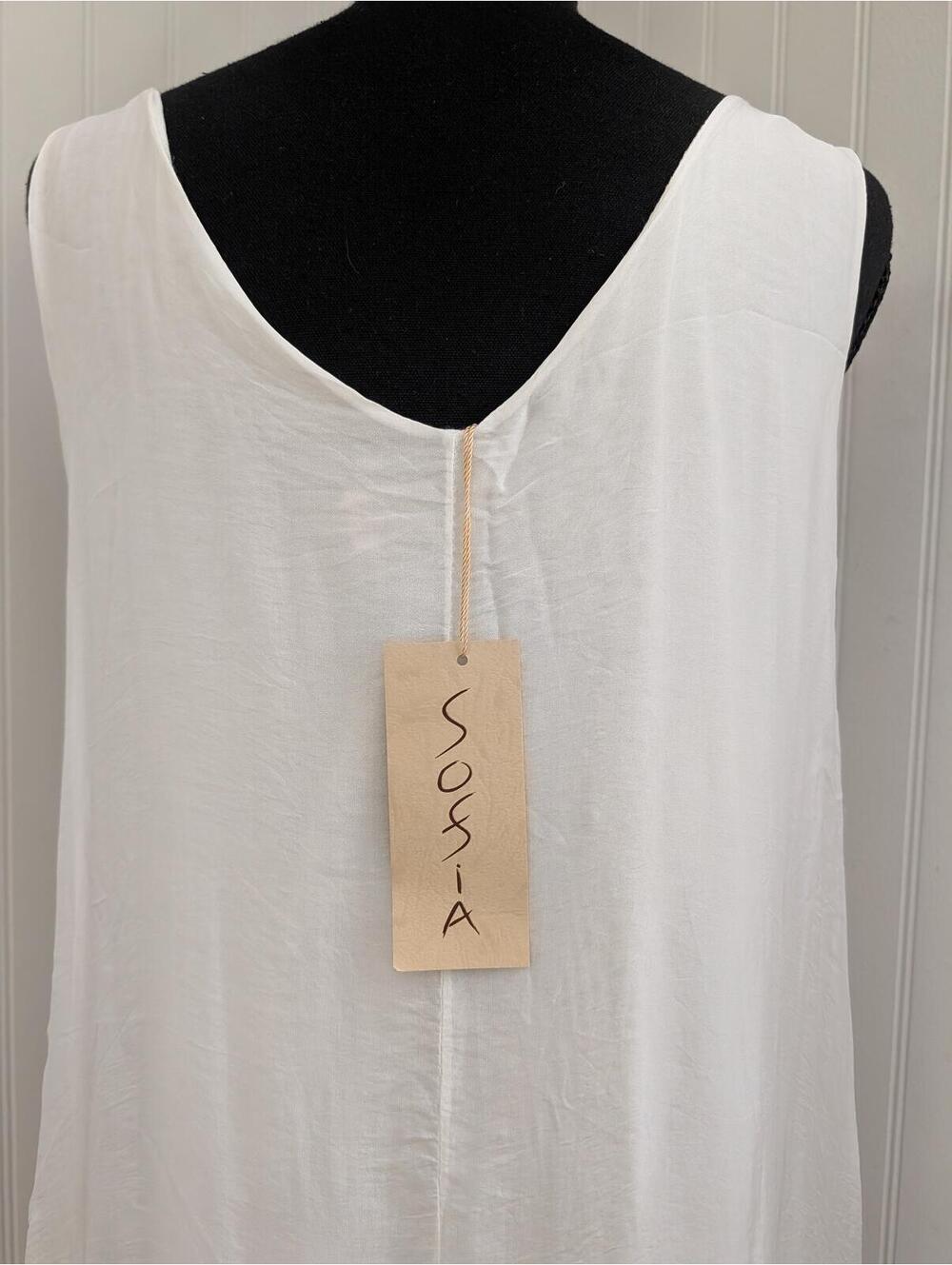 NWT Sofia Flowy Soft Ethereal  Lined White Sleeveless Dress Made in Italy - Picture 6 of 8